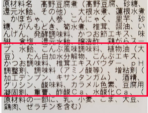 お惣菜成分表示